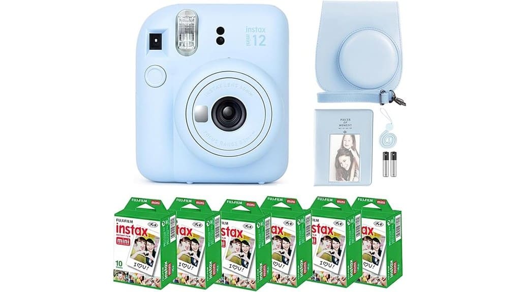 pastel blue compact instant camera