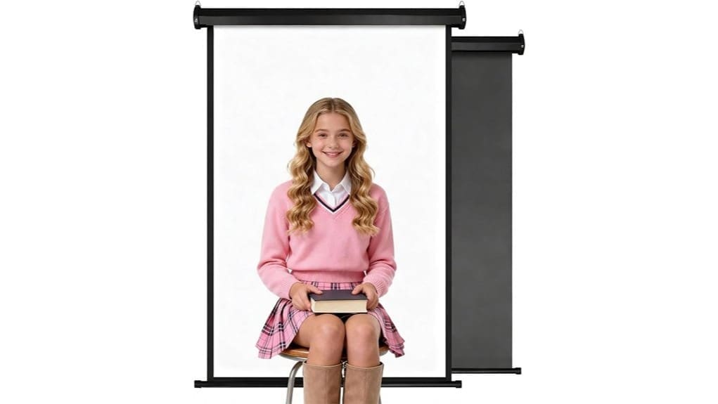 retractable white background screen