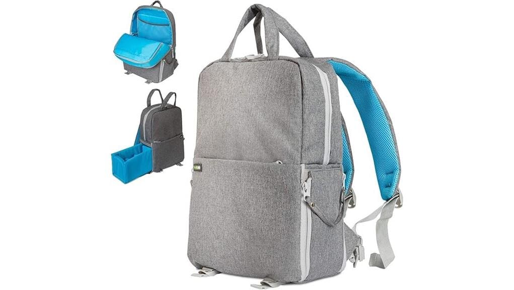 gray multifunctional camera backpack