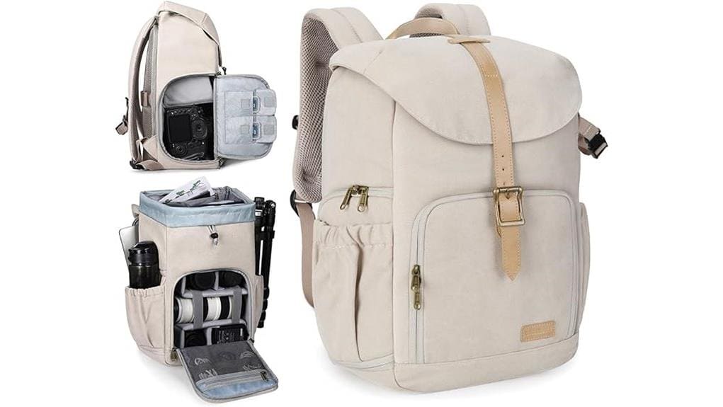 ivory white camera backpack